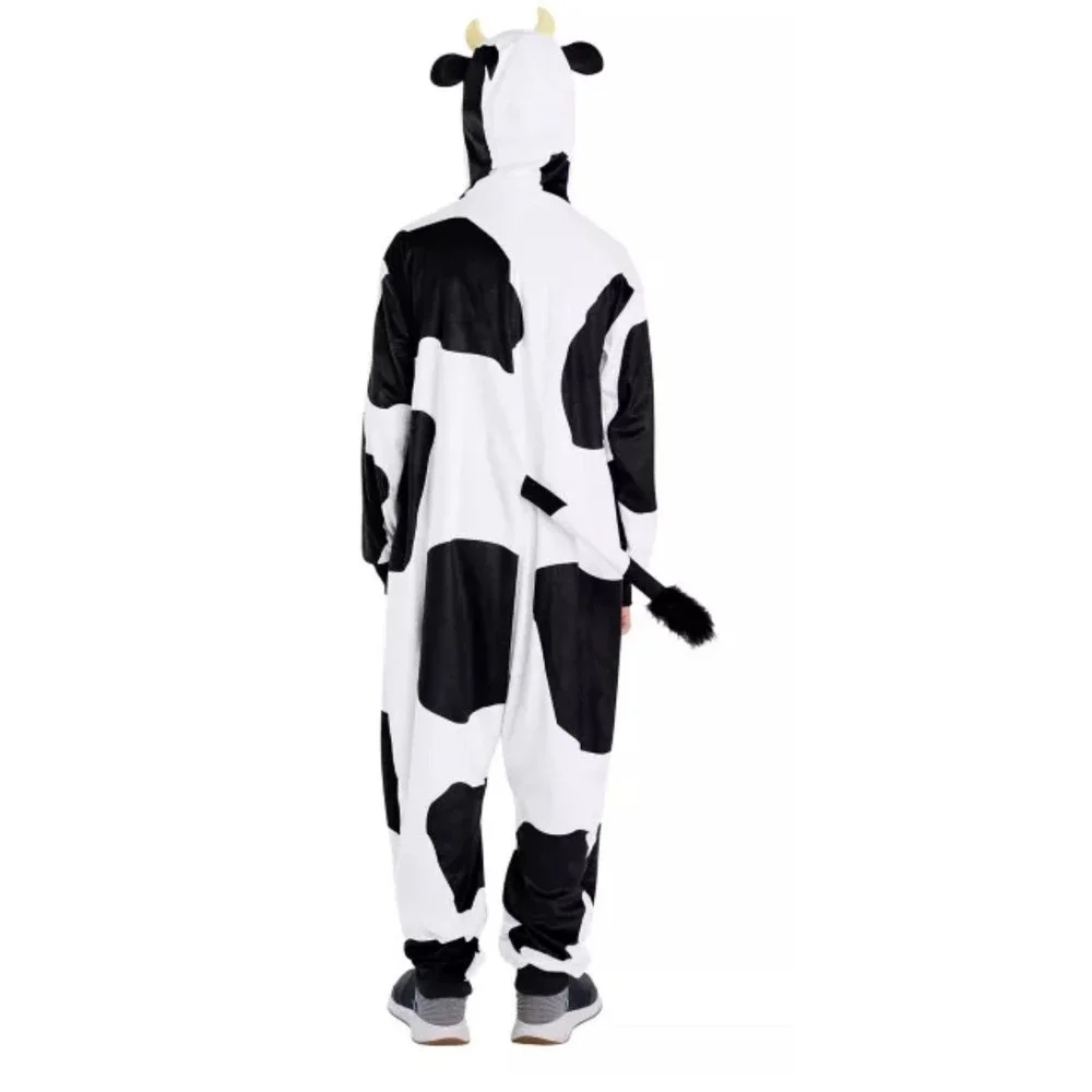 Spirit Cow Costume Jumpsuit‎ with Hood and Tail Halloween Cosplay Adult  S/M